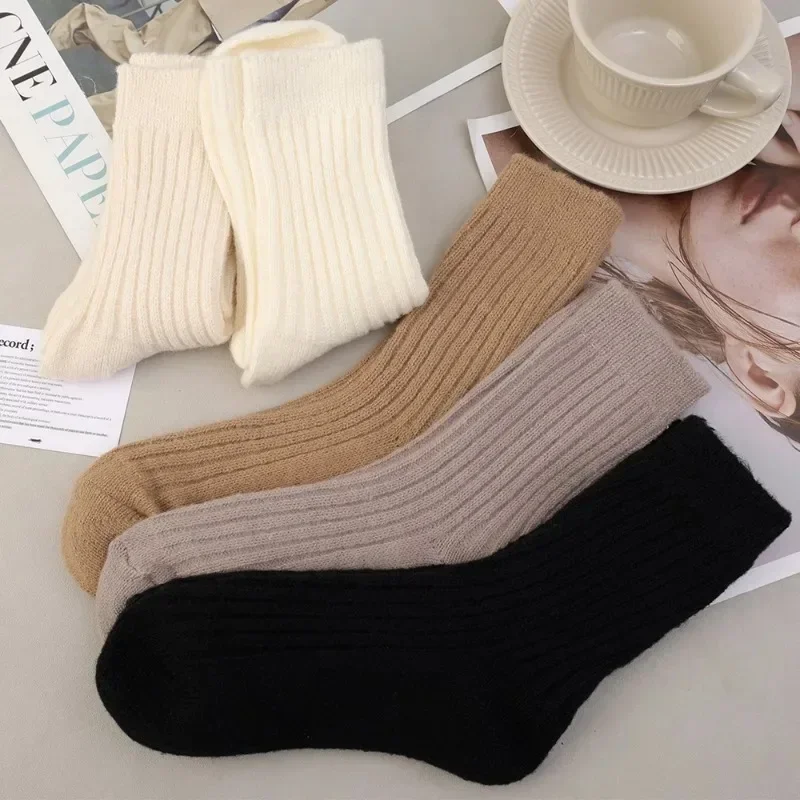 1/2Pairs Winter Cashmere Women's Socks for Warmth and Cold-proof Girl Solid Colors Stocking Indoor Home Floor Sox Autumn Hosiery image 6