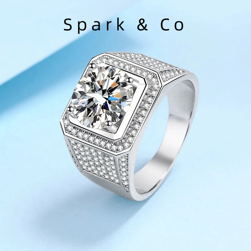 

Новый стиль, платиновое PT950, мужское кольцо с муассанитом и бриллиантами, Credentials, 2/5 карат, VVS1, D, цвет, сверкающее, роскошное, для любителей бойфренда