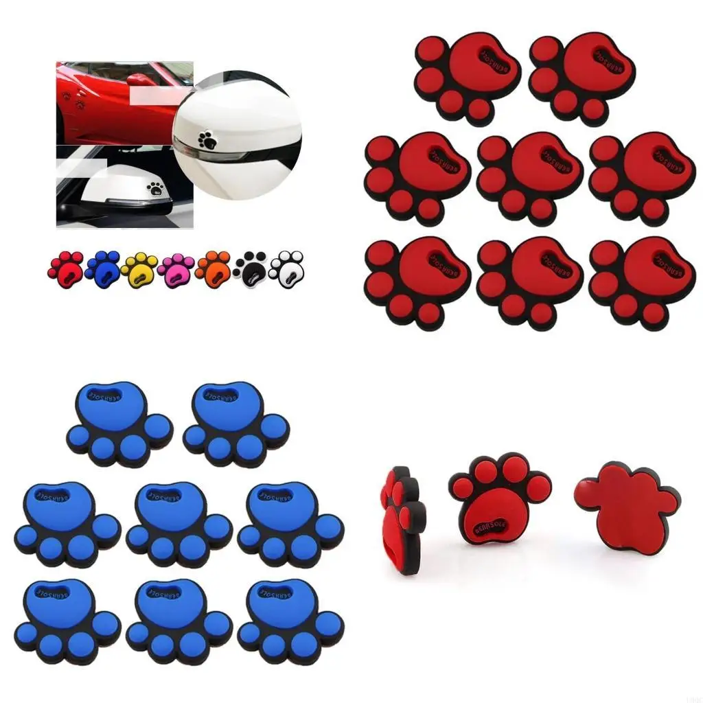 8Pcs Rearview Mirror Stickers Anti-Collision Stickers Puppy Footprint Sticker New