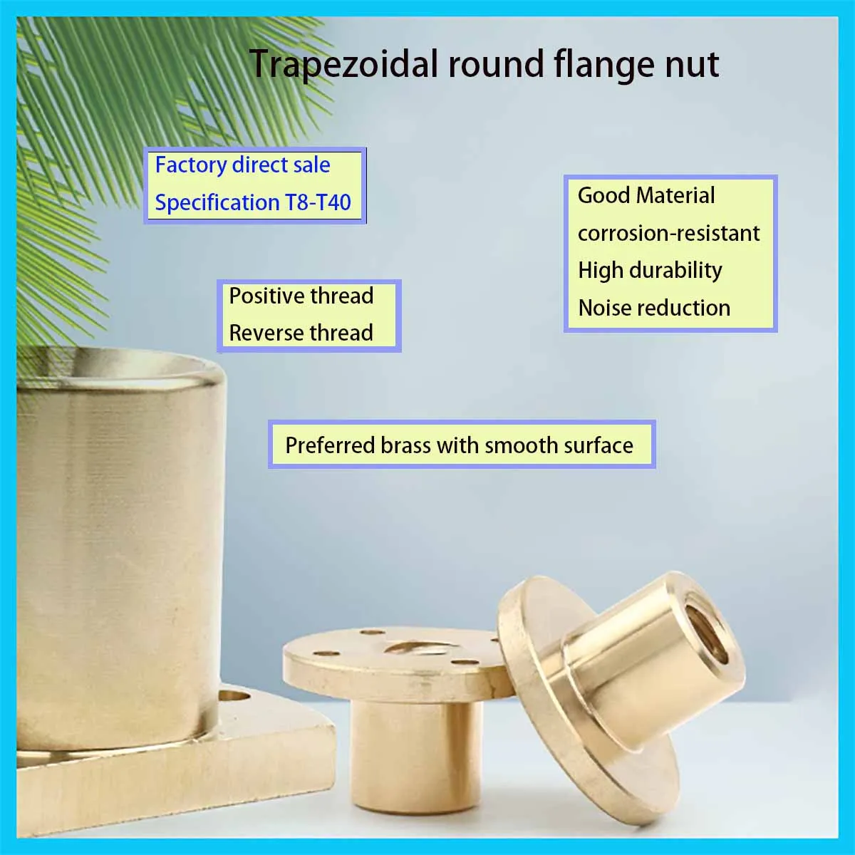 

Solid Brass Round Flange Nut T-Type Trapezoidal Lead Screw Nut Tr10 Tr12 Tr14 Tr16 Tr30 Tr40 Right Hand & Left Hand Thread