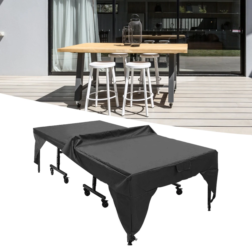 280x153x73cm Outdoor Tennis Table Cover Courtyard Patio Waterproof Dust-proof Table Cover Black