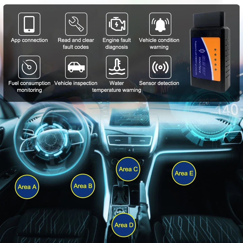 Automotive diagnostic tester code reader tool OBD2 scanner ELM327V1.5 WIFI Bluetooth OBD 2 Android IOS automatic scanning repair