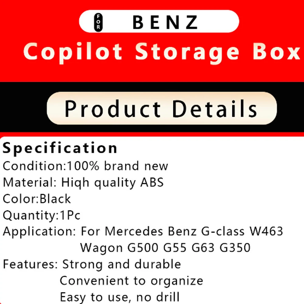 My Good Car ABS Auto-Beifahrersitz-Aufbewahrungsbox für Mercedes Benz G-Klasse W463 W464 Kombi G500 G55 G63 Ablagefach Organizer – Detail 1