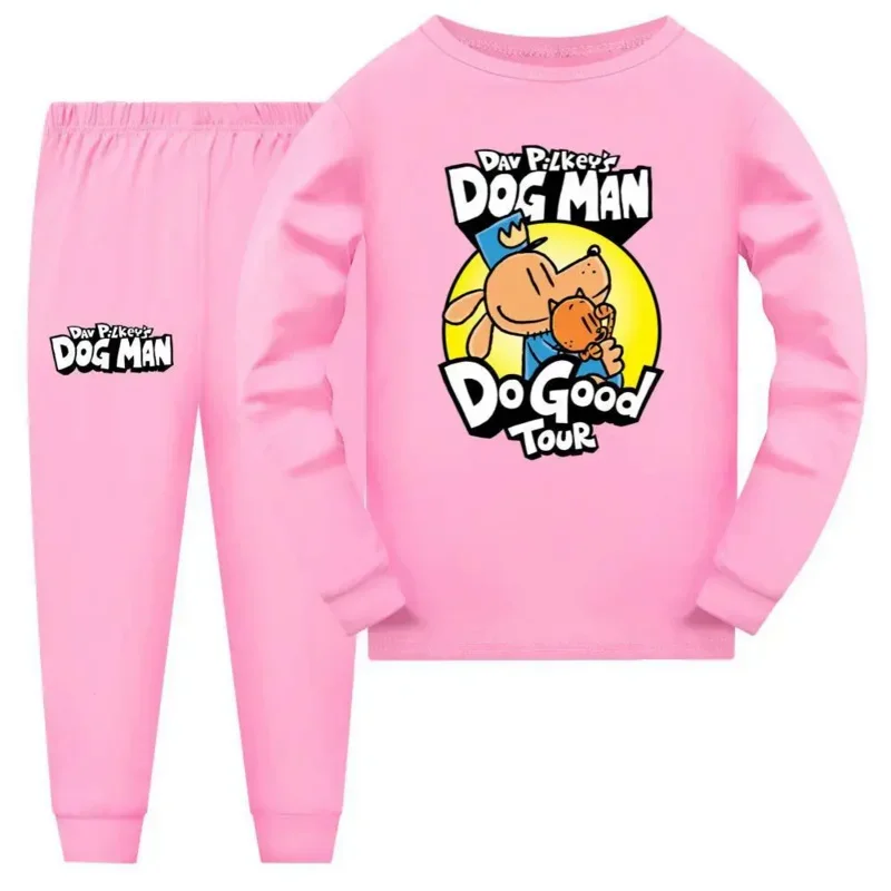 SN60 Dog Man children pajamas long sleeve shirt pants 2PCs cartoon Dogman sleepwear kids autumn pajamas for girl toddler baby1&2