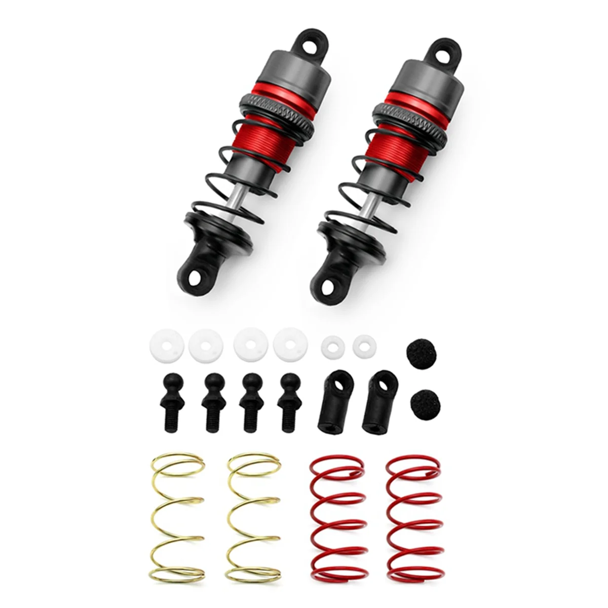 1/10 1 Pair of Metal Hydraulic Shock Absorbers, RC Remote Control Car, Flat Running Drift Car (67mm) Red