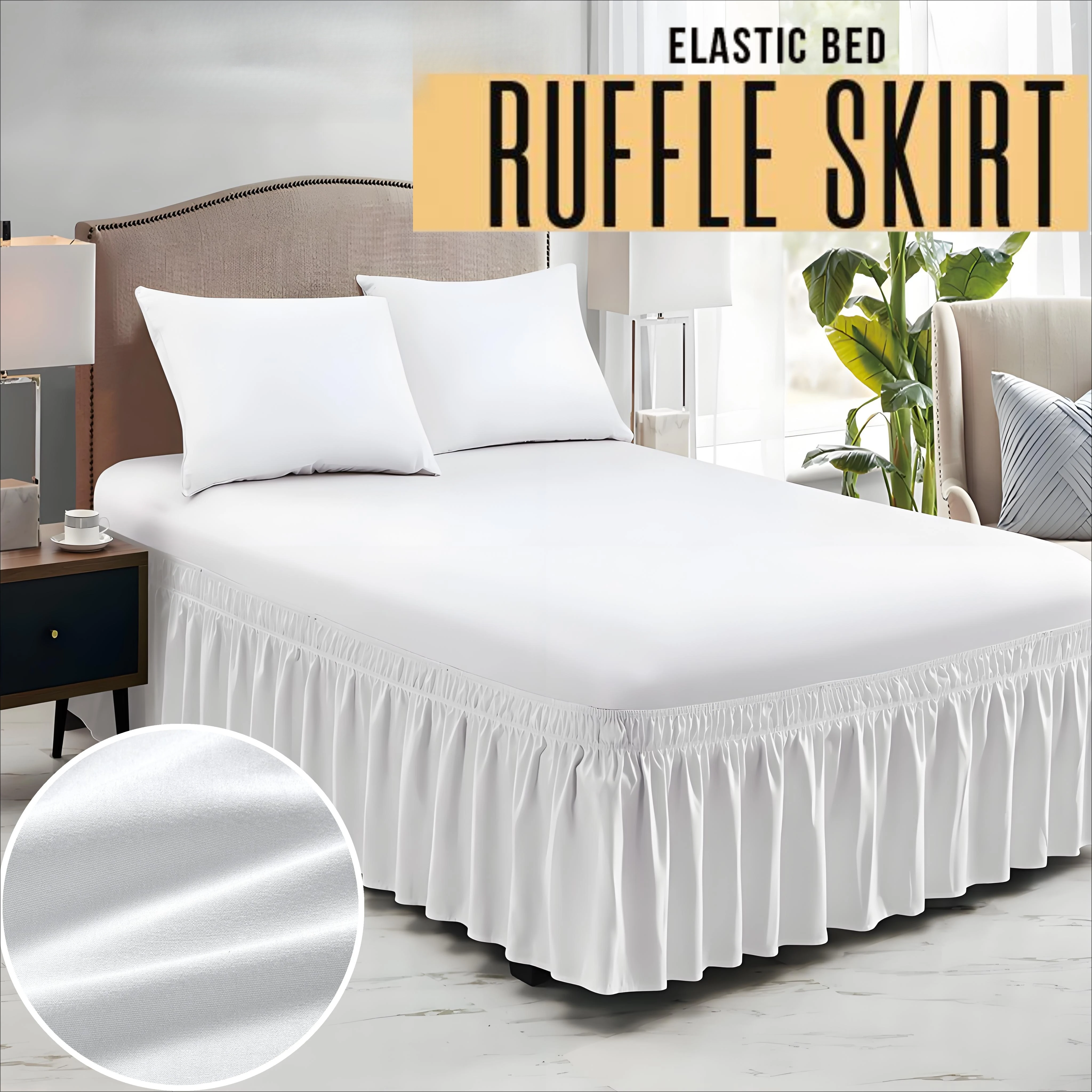 Wrap Around Bed Skirts for Twin/Full/Queen/King Size Bed Adjustable Elastic Dust Ruffles Easy Fit  Bed Cover Bedding for Bedroom
