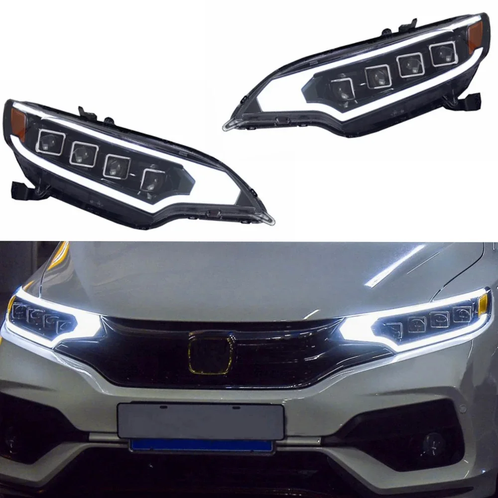 

ROLFES Car Light For Honda Fit GK5 Headlights 2014-2020 DRL Full LED Projector 4 Lens Head Lamps Turn Signal Lights