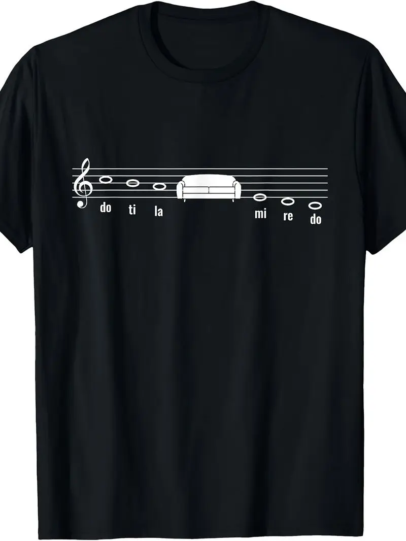 Funny Music Pun Musical Scale Sofa T-Shirt For Music Lovers Men And Women Casual Party Gift Tee Everyday Wear Holiday Birthday