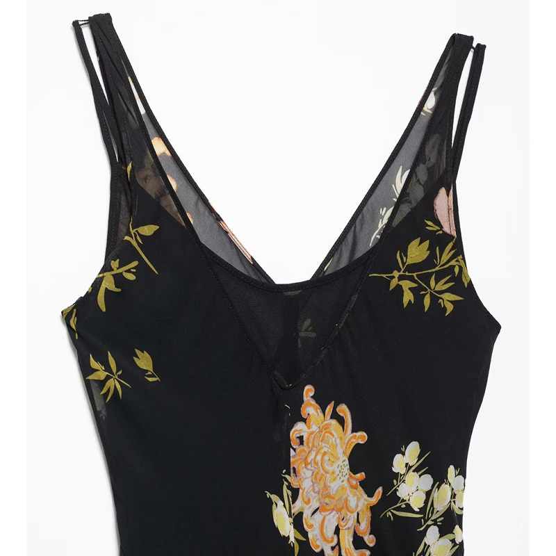 MUJER أسود طباعة فساتين طويلة للنساء زلة عارية الذراعين فستان ماكسي امرأة حزام الشاطئ فستان صيفي امرأة 2025 فساتين سهرة مثيرة