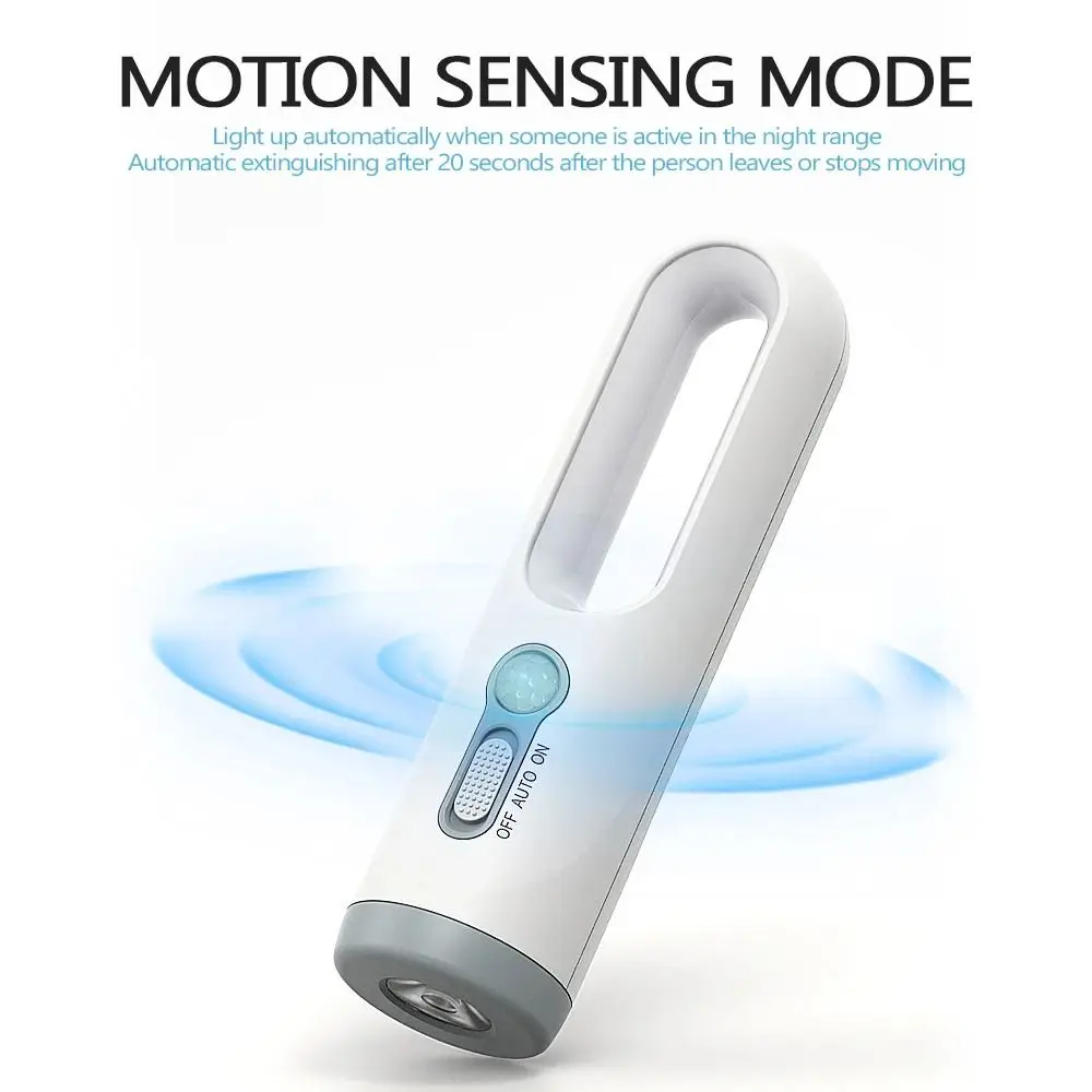 Portable 2 in 1 LED Light Motion Sensor Rechargeable Flashlight Lantern Type-C High brightness Bedside Lamp Baby Feeding