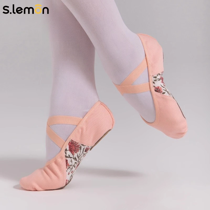 S.lemon Ballet Shoe,Girls Elastic Ballet Slippers Stretch Canvas Ballerina Dance Shoes for Kids Adult dancing women