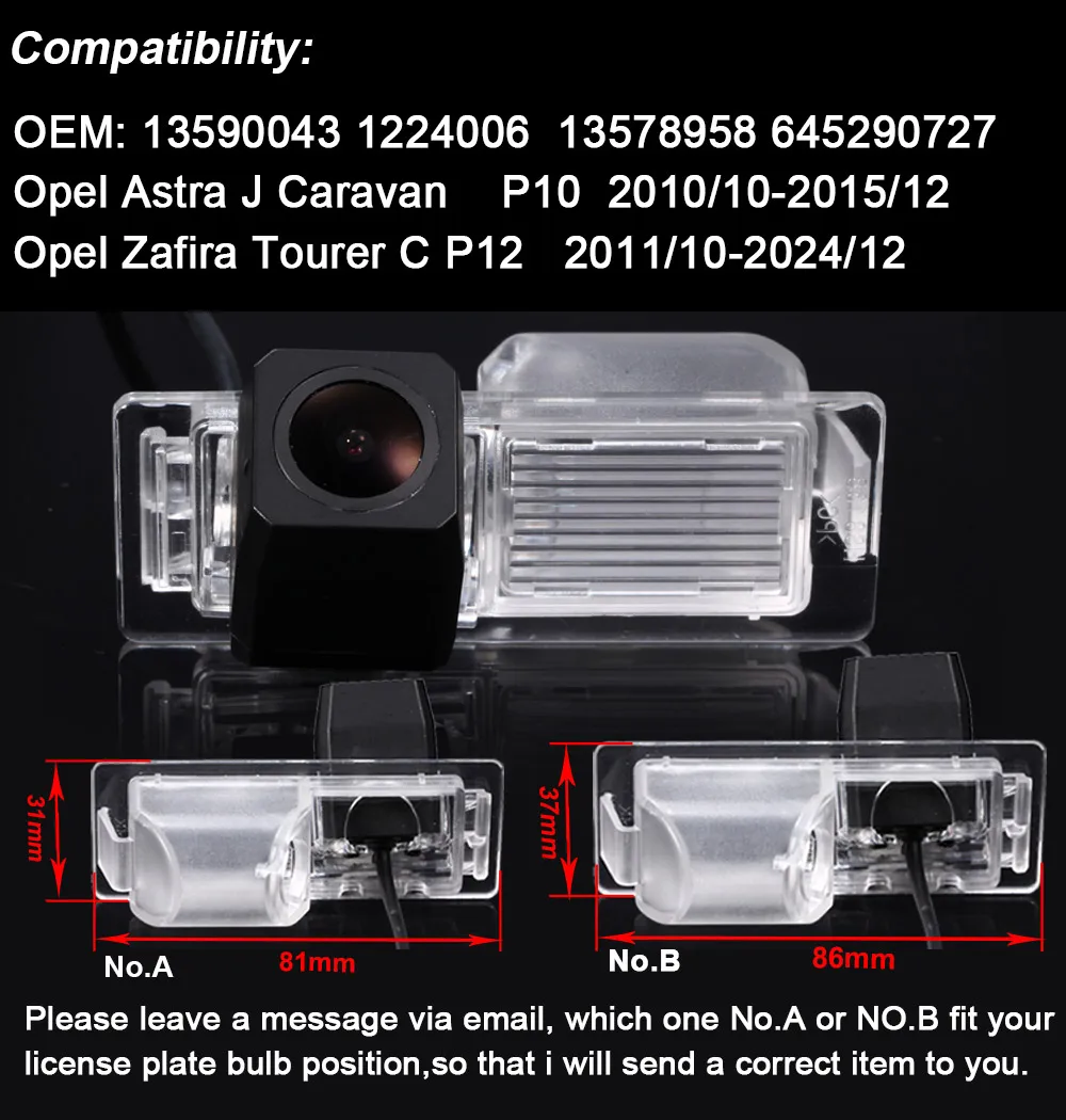 1280*720 HD Car rear view camera For Opel Zafira Tourer C P12  2011/10-2024/12 13578958 645290727 License Plate Light Housing