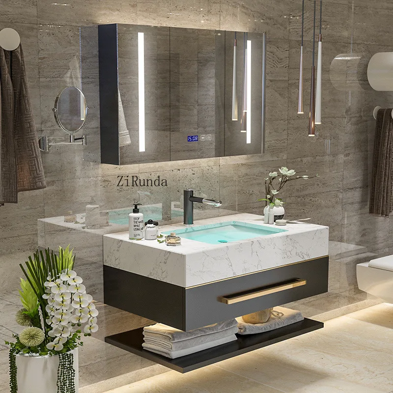 Bathroom Washbasin Cabinet Vanity Set with Smart Lighting Mirror view 6