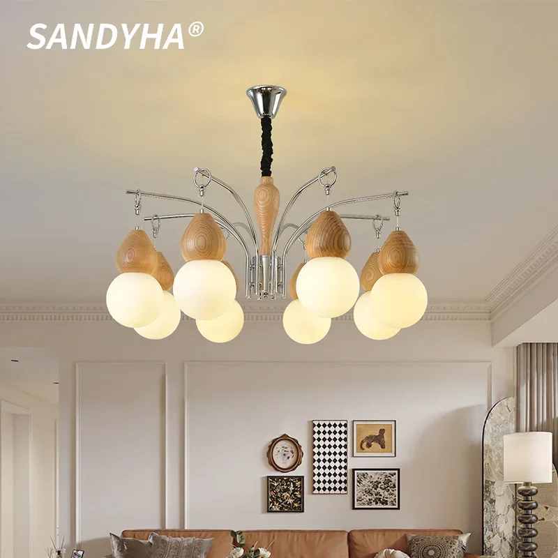 

SANDYHA Nordic Magic Bean Pendant Light White Wax Wood Ideal for Living Room Bedroom Restaurant Study Stylish Decor Lighting