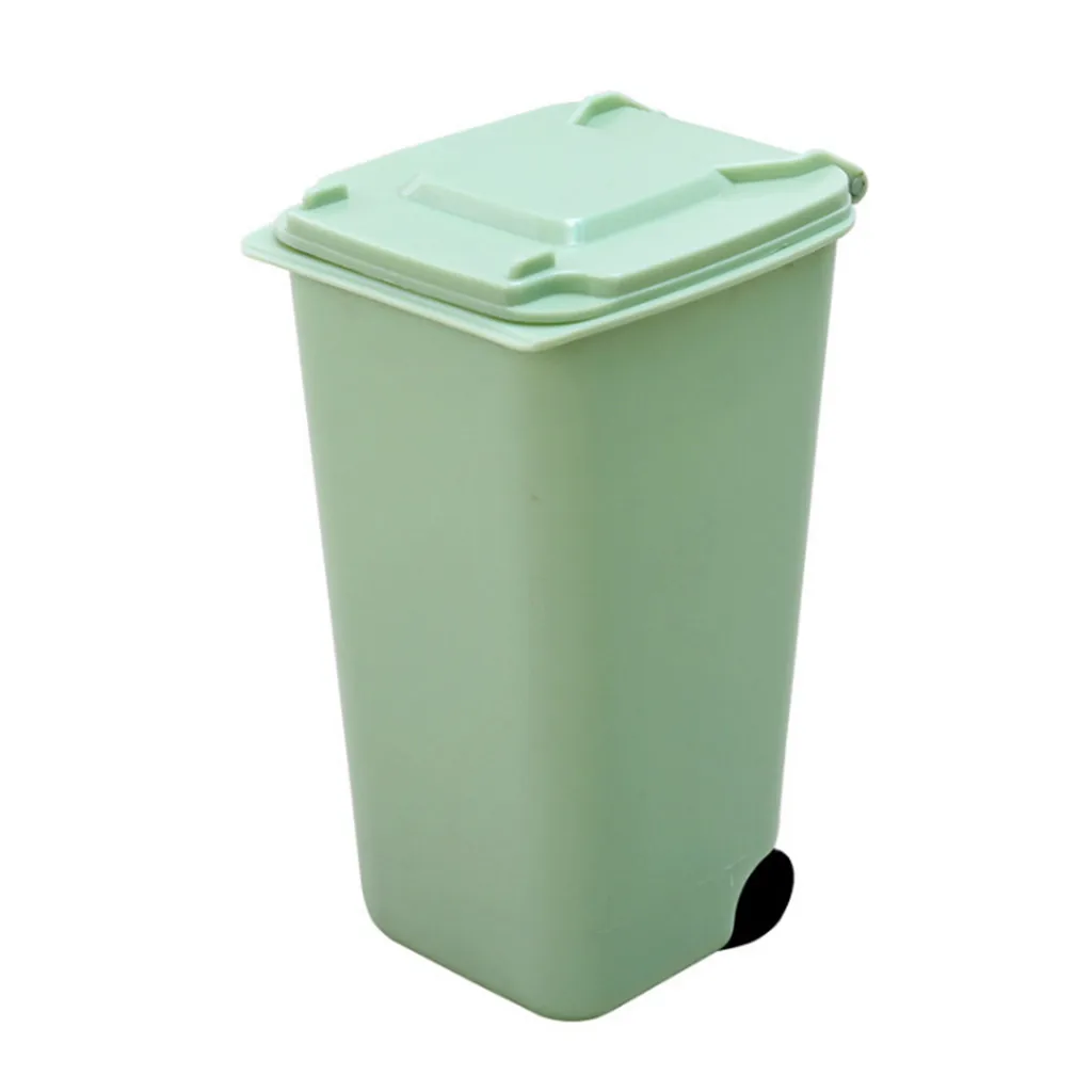 1PCS Mini Plastic Trash Can Storage Desktop Organizer Pen Pencil Holder