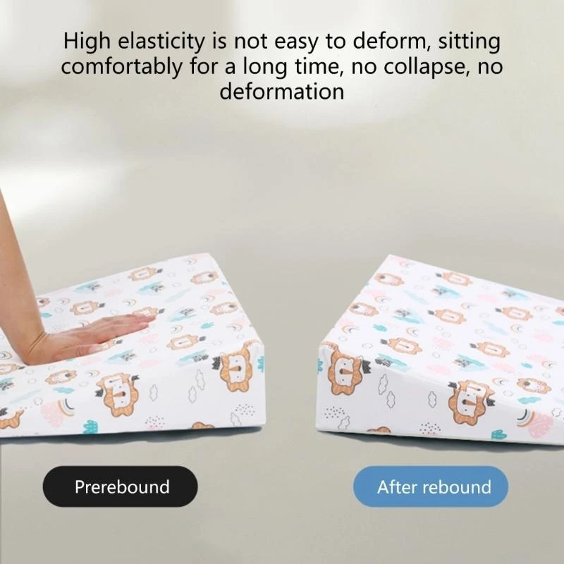 J15U وسادة إسفين للنوم الآمن للأطفال تمنع الاختناق والمغص لحديثي الولادة وسادة منحدر ووسادة مريحة لهدية سرير الأطفال #4