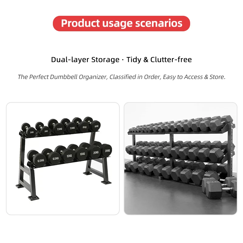 2026 Two Layer Storage Display Gym Equipment Dumbbell Rackpromote sales