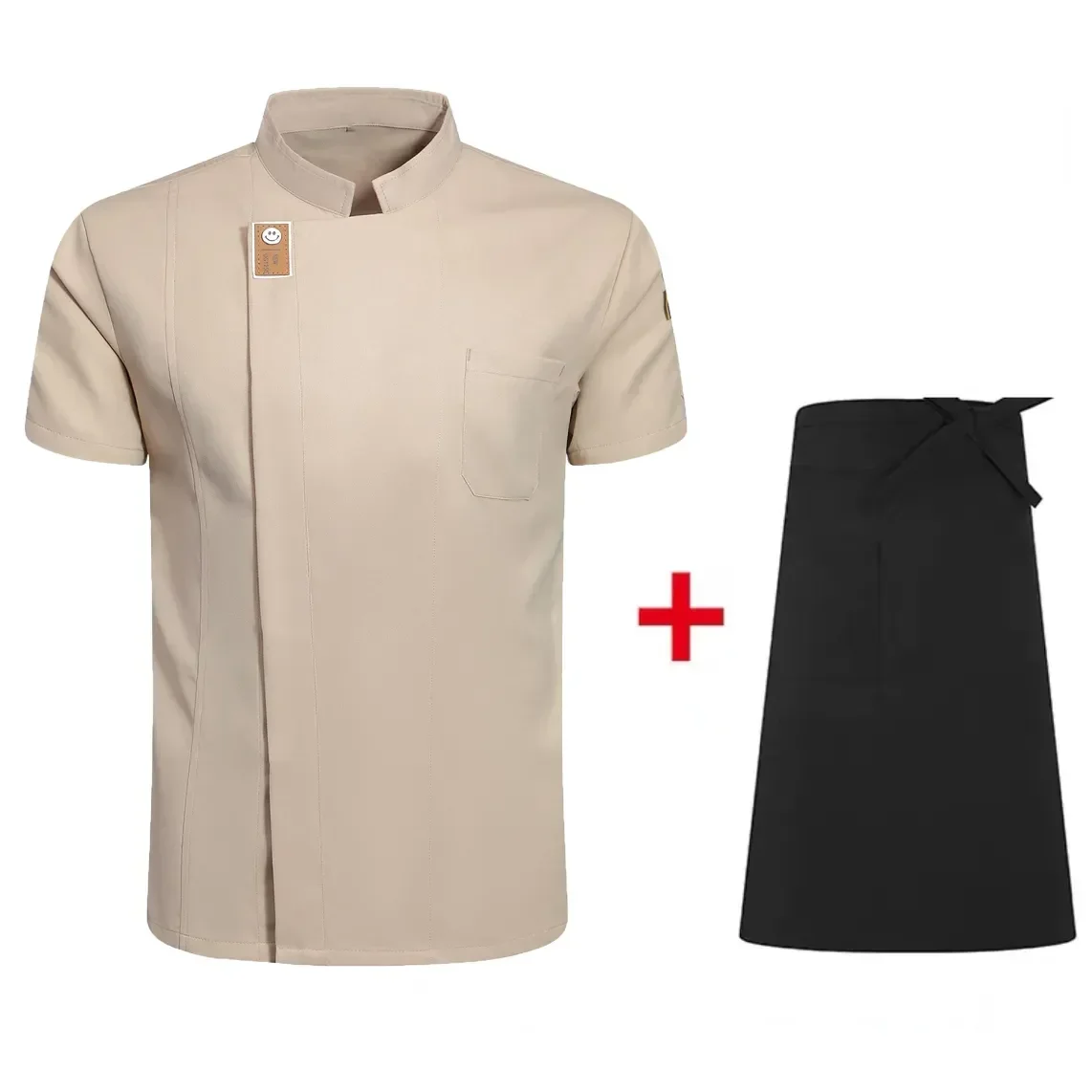 Chaqueta larga de manga larga para hombre y mujer, abrigo corto de trabajo sólido para Chef, restaurante, panadería, ropa de cocina