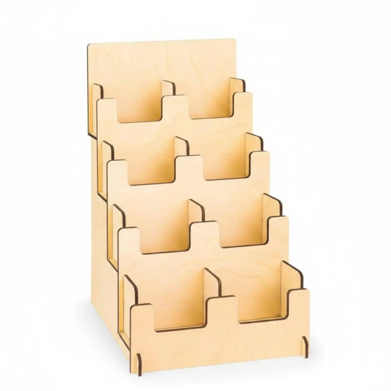 4-Tier Sticker Holder Easy to See Wooden Sticker Storage Space-Saving for Desk