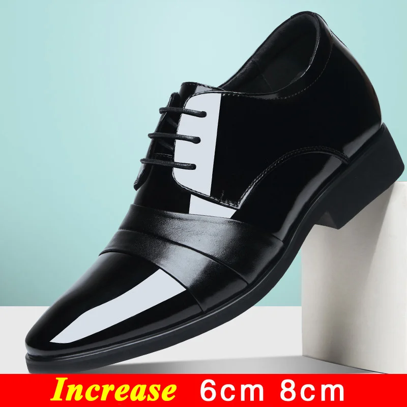 Men\'s Dress Shoes Elevator Shoes Genuine Leather Increase Business Sneakers For Men 8cm 6cm Heightening Shoes Moccasins Taller