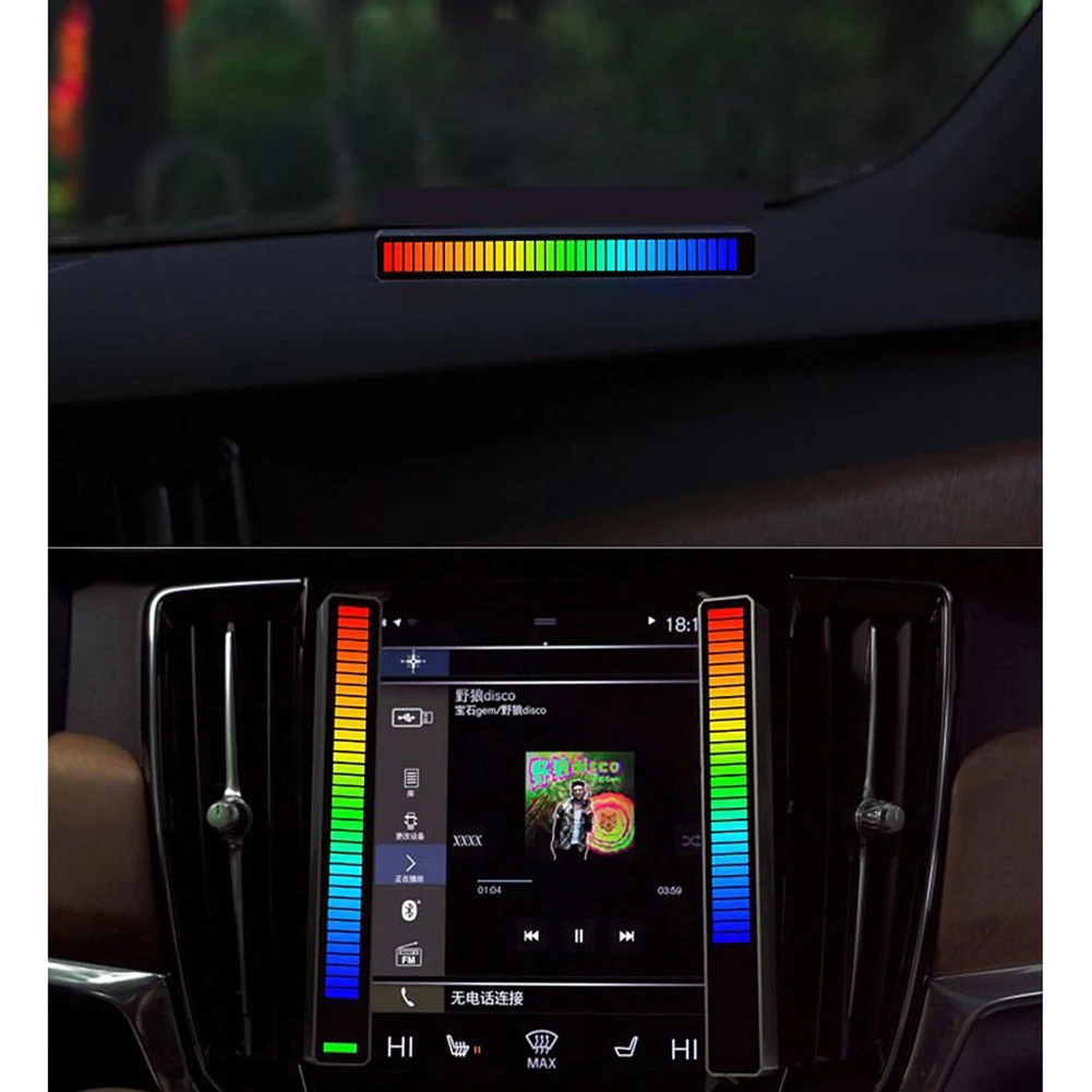 RGB Activated Music Rhythm Lamp Bar Sound Control LED Car Atmosphere Light Bar Colorful Music Ambient Lamp