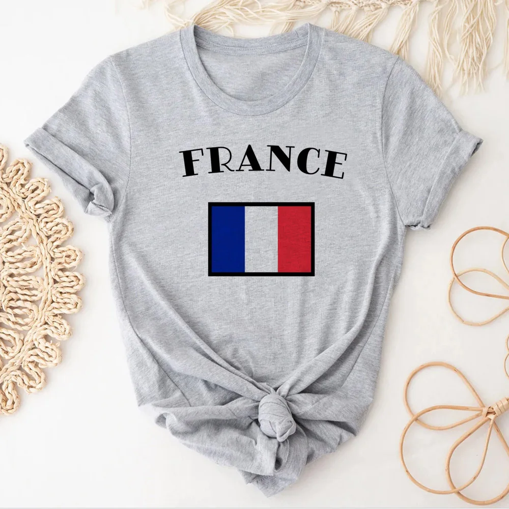 

France Tee women manga designer funny Tee girl y2k clothes