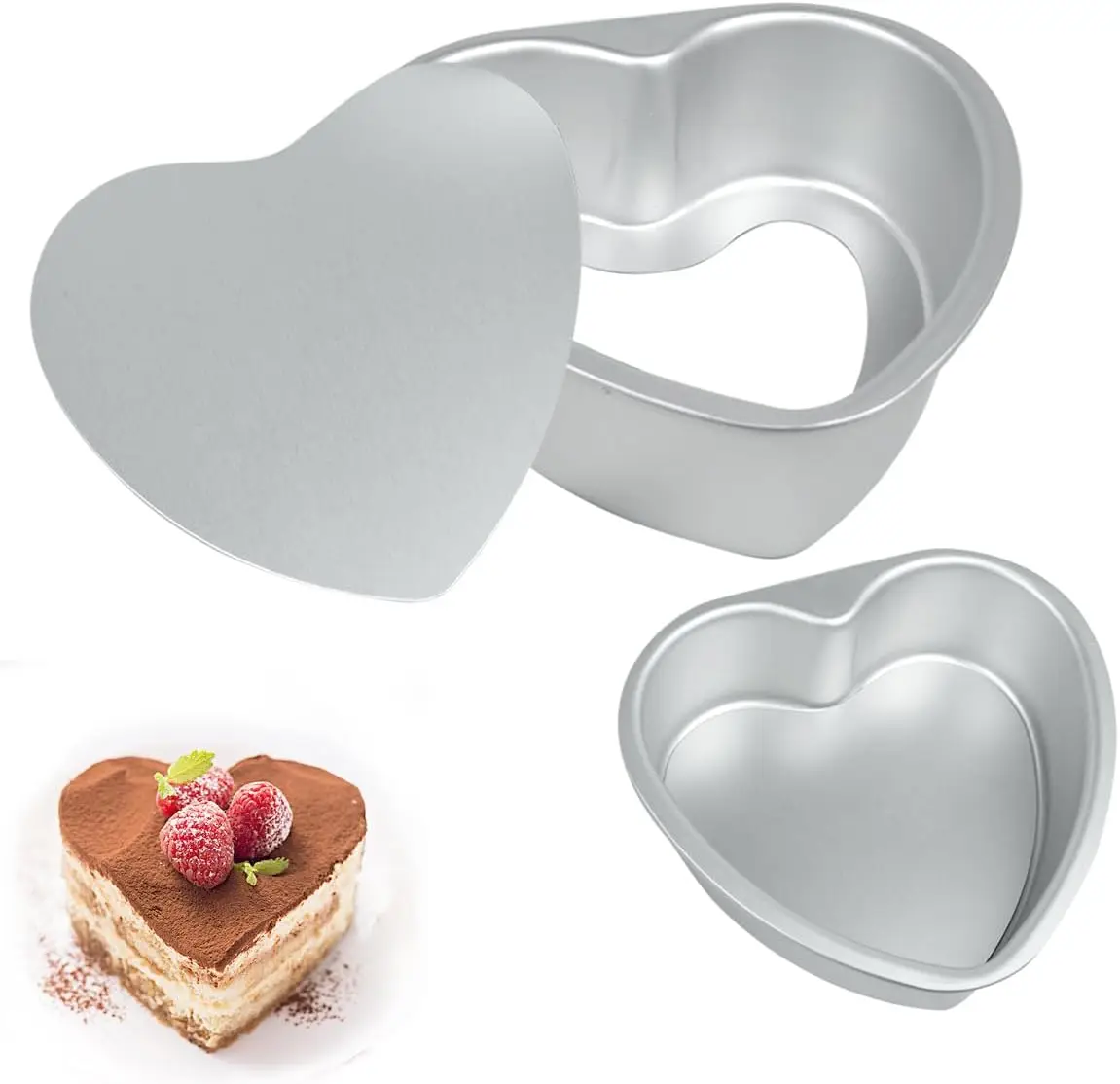 4/6/8Inch Heart Aluminum Cake Mold with Removlable Bottom 1/3pcs Cake Mould Suitable for Birthday Spring Festival Valentime Day