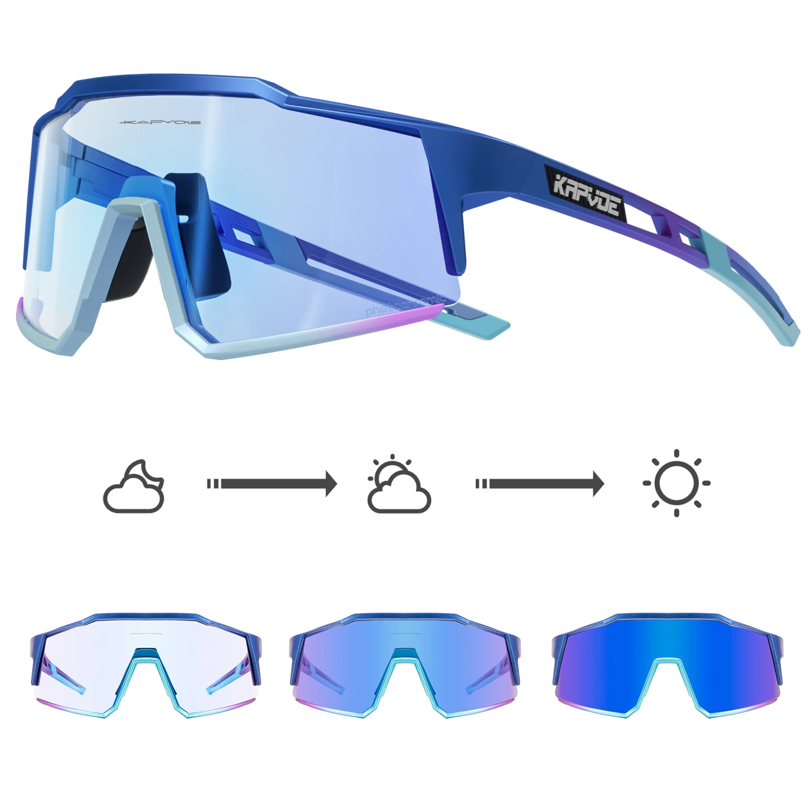 Kapvoe Photochrome Fahrradbrille UV400 MTB Klar Mountainbike Übergang Fahrrad Sonnenbrille für Männer Frauen Sportbrillen 9