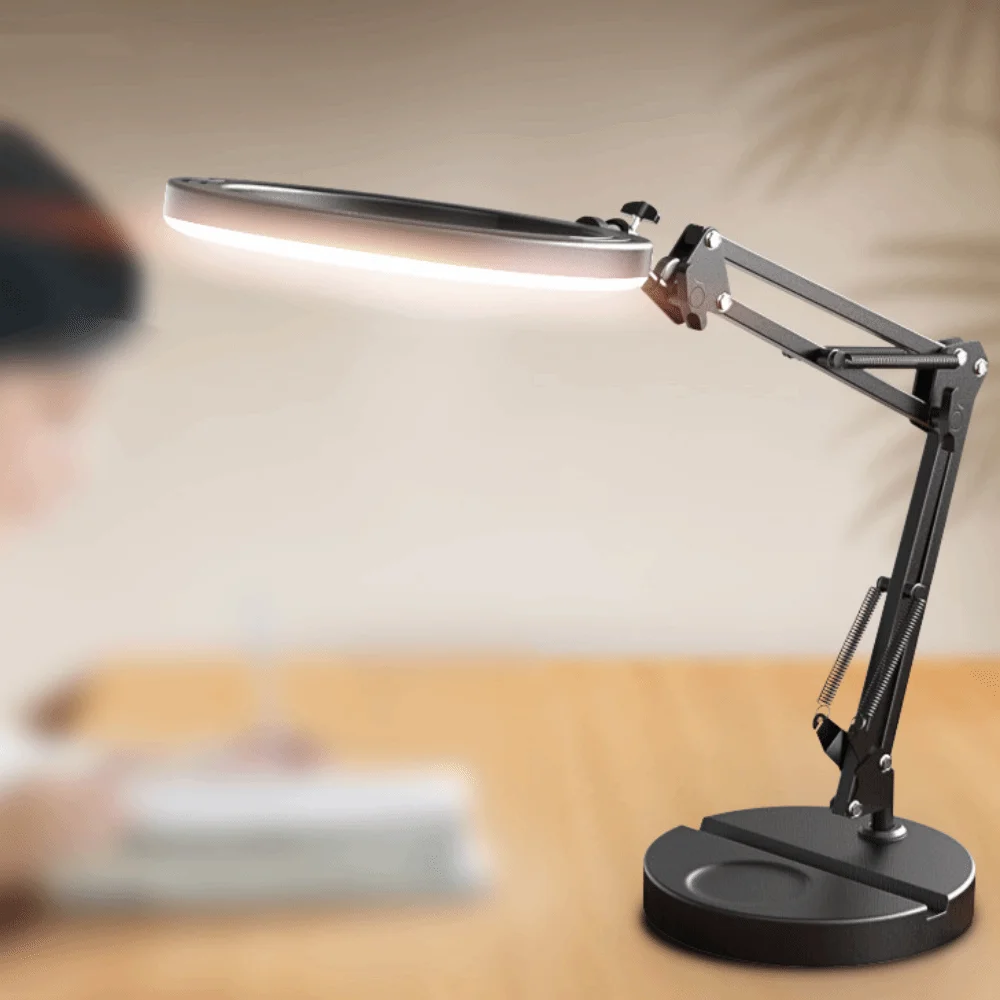 26cm Fill Light Telescopic Phone Stand Stable Base Adjustable Height Folding Phone Stand Portable Metal Desktop Phone Holder