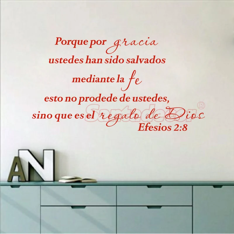 Wall Sticker Porque Por Gracia Vinyl Wall Art Decal Bible Verse Home Decor Poster Efesios 2:8 Quote House Decoration Wallpaper