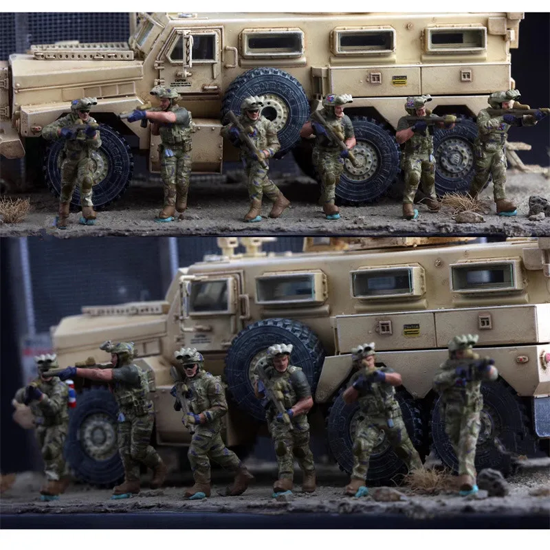 1:72 모델 6Pcs 영국 특수 공군 군인 특수 작전 팀 액션 피규어 장난감 DIY 장면 액세서리 디스플레이