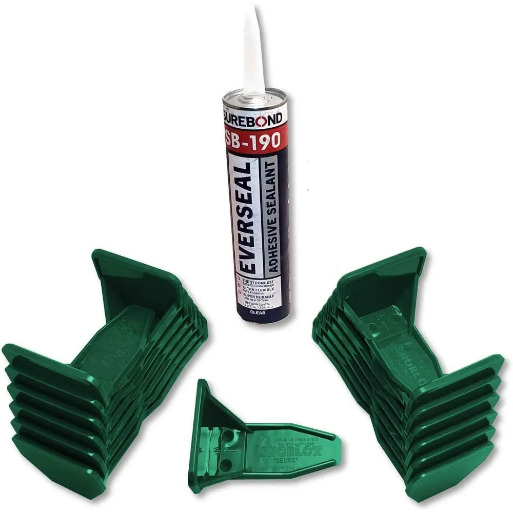 واقيات الثلج على السقف المعدني - مجموعة مكونة من 25 قطعة مع لاصق للأسطح الفولاذية المموجة، لون أخضر صياد، حل فعال للتحكم في الثلج