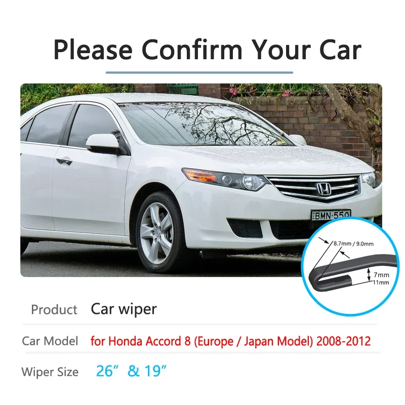 Car Wiper Blades for Honda Accord 8 2008 2009 2010 2011 2012 Front Window Windscreen Windshield Wipers Car Accessories Stickers
