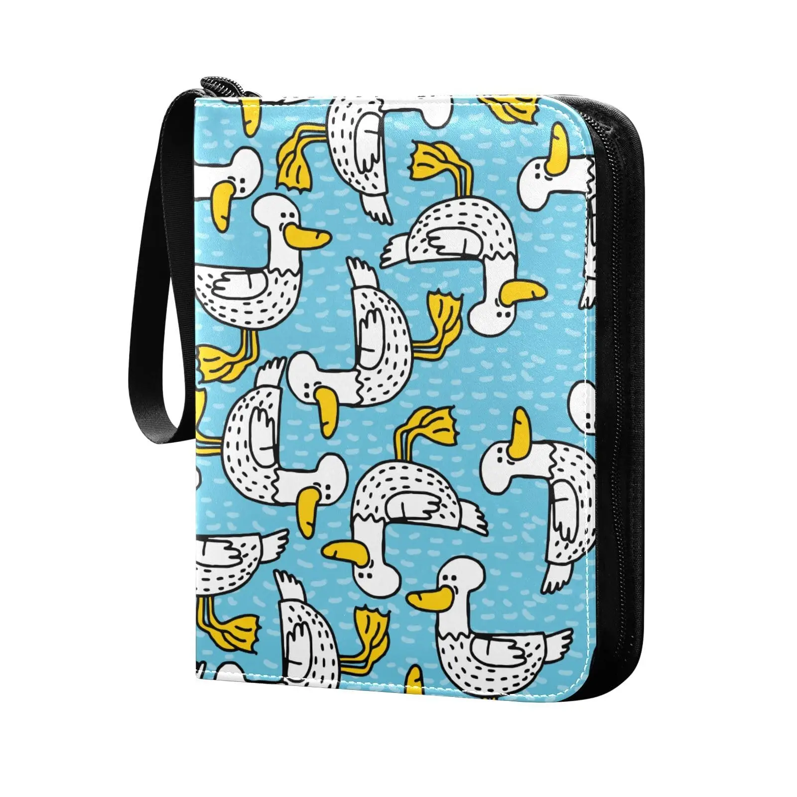 Blue White Ducks Card Binder 4 Pocket Card Binder 400 Double Sided Pocket Album Sport Game Cards Unique Card Collection Storage