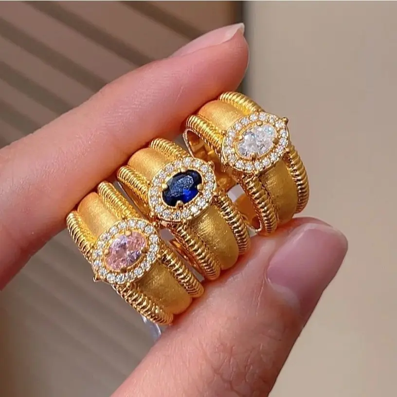 

Широкое кольцо Ele Wide Version с бриллиантами в форме голубиного яйца для женщин, роскошное, в ретро-стиле, инкрустированное бриллиантами, модное ювелирное украшение