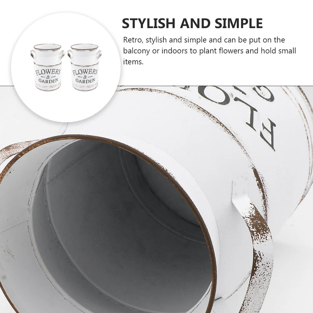 

2 Pcs Wrought Iron Vase Flower Galvanized Vintage Vases Farmhouse Decorative Floral