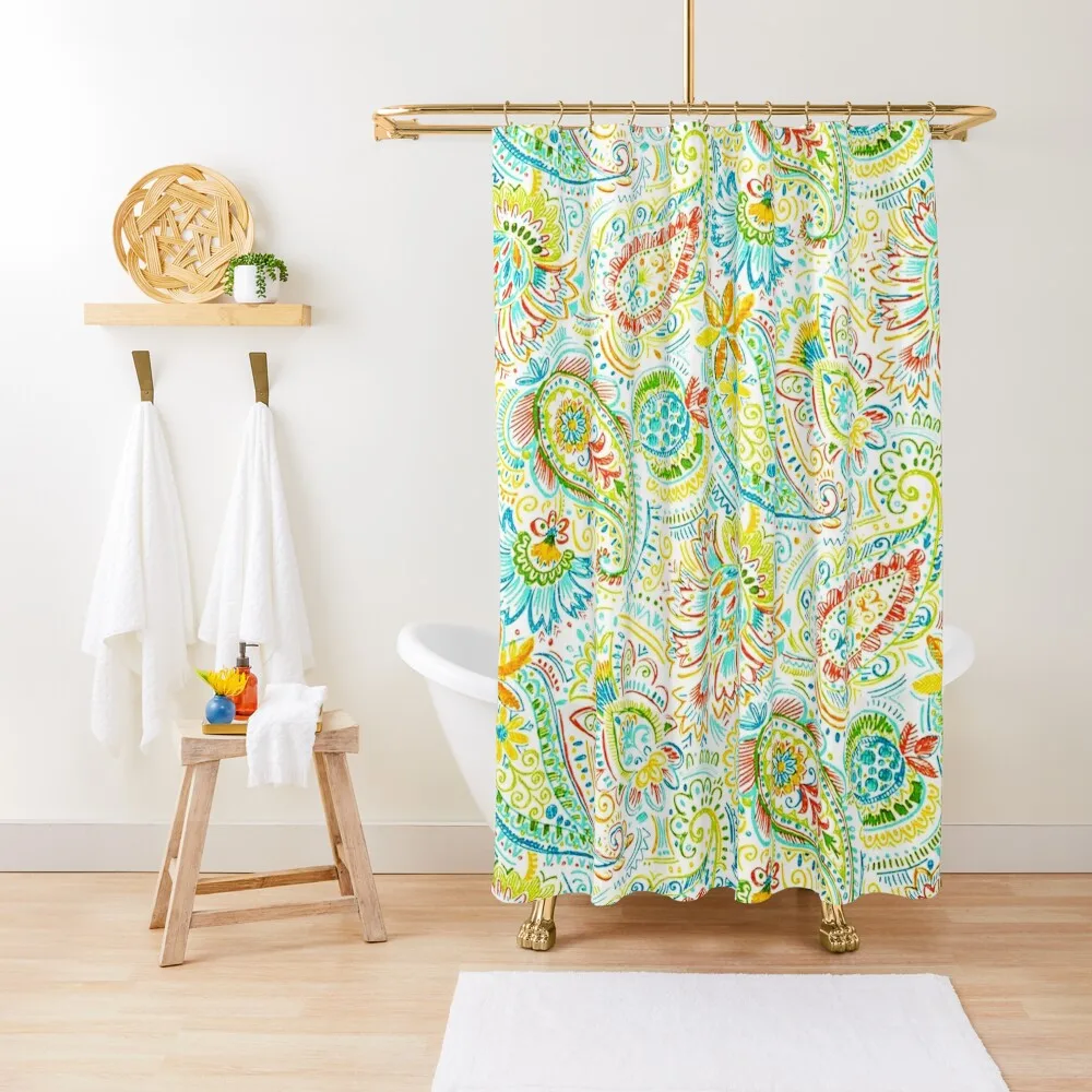 

Aqua Coral Lime Floral Paisley Shower Curtain Bathroom Accessories Funny Shower Bathroom Showers In The Bathroom Curtain