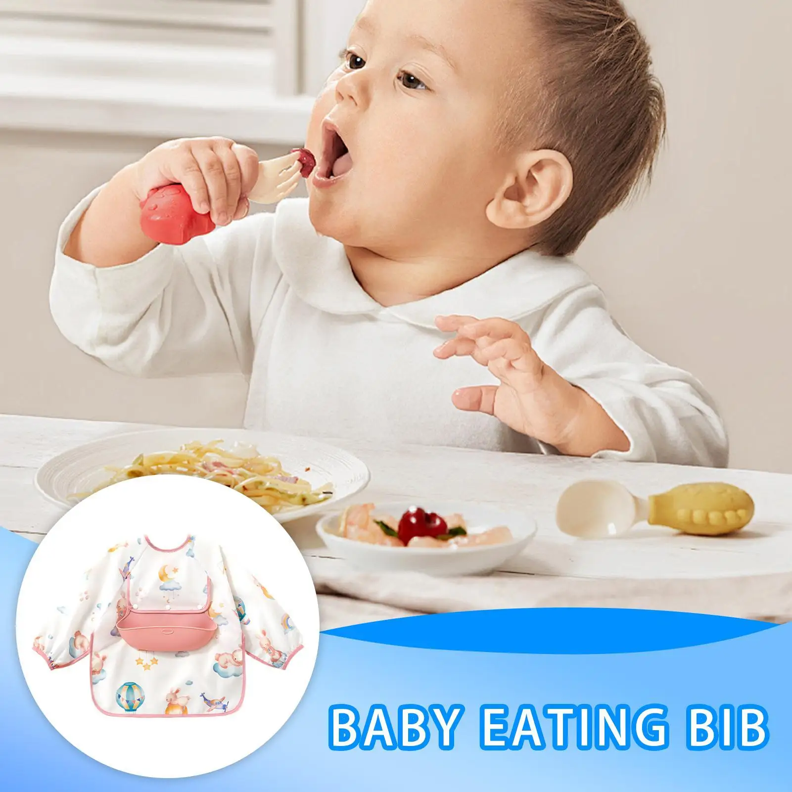 

Baby Eating Bib Toddler Waterproof Feeding Baby Bib Soft Cloths Smock Overalls For Sensitive Skin Daily Mealtime Living Room