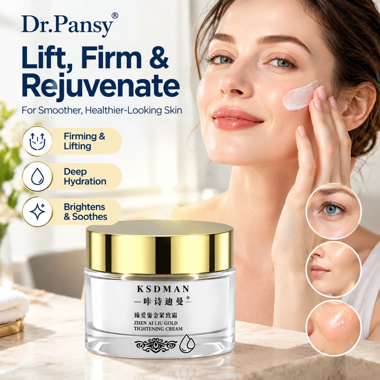 Dr.Pansy Zhen Ai Gil Firming Cream with Hyaluronic Acid Glycerin for Anti-Wrinkle Lifting Hydrating Brightening Repair 3