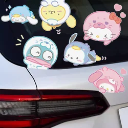 Sanrio Series Cartoon Stickers My Melody Cinnamoroll Pompompurin Car Decoration Kawaii Stickers Children's Toys Birthday Gift