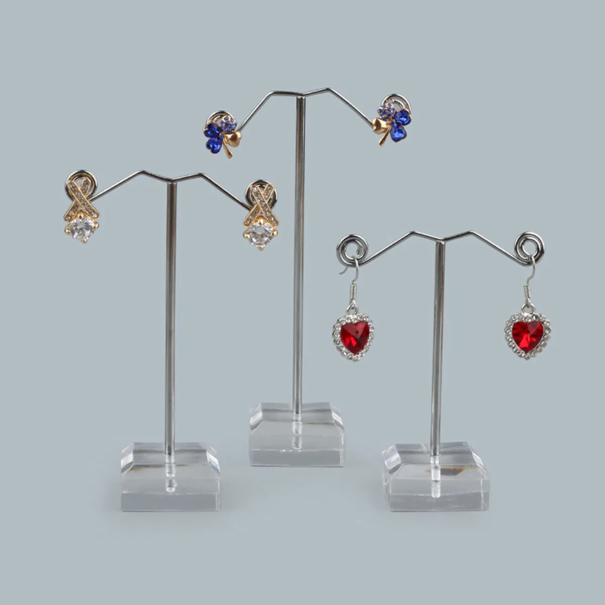 3Pcs Clear Acrylic Earrings Display Stand Set 3 Sizes for Stud Dangle Hoop Earrings Jewelry Organizer Home Store Display