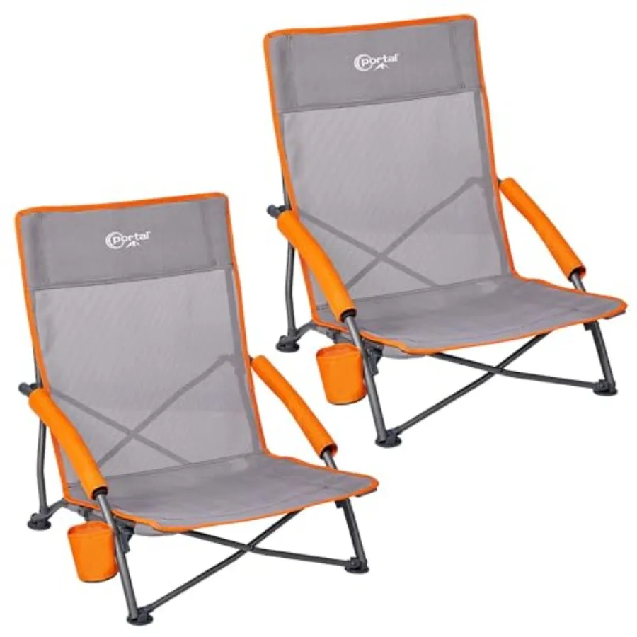 

Beach Chairs for Adults: Lightweight Portable Camping Chair with Mesh Back, Cup Holder, Carry Bag Ideal for Outdoor Sand, Lawn,