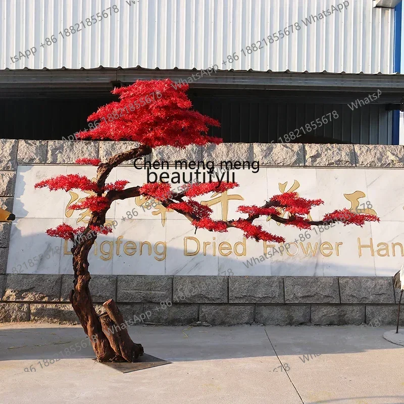 CC Simulation Pine Red Maple Tree Welcome Pine New Chinese Style Decoration under Stairs Decoration Large Landscape Fake Trees