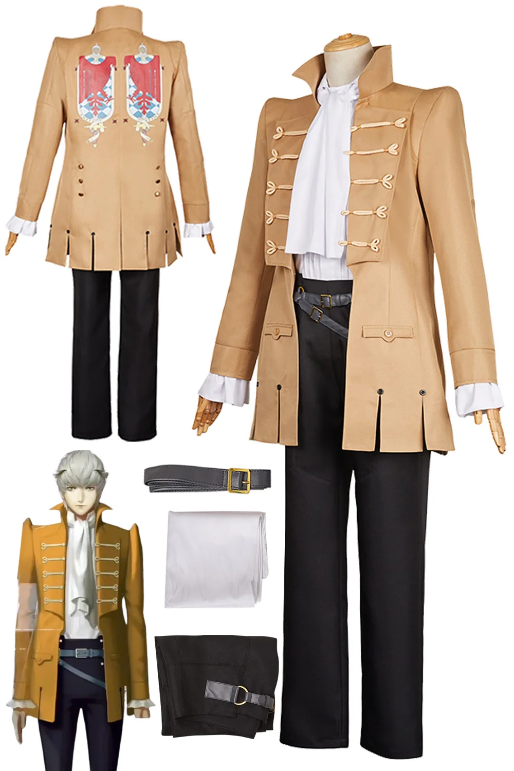 

Strohl Cosplay Game Fantazio Men Costume Battle Clothing Men Adult Male Roleplay Shirt Coat Pants Set Clothing Halloween Suit