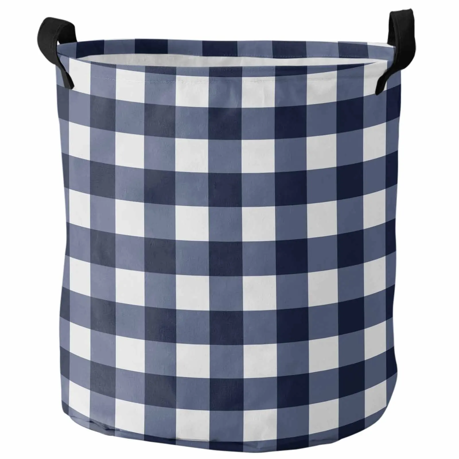 

Blue Gradient Check Plaid Texture Dirty Laundry Basket Foldable Waterproof Home Organizer Clothing Children Toy Storage Basket