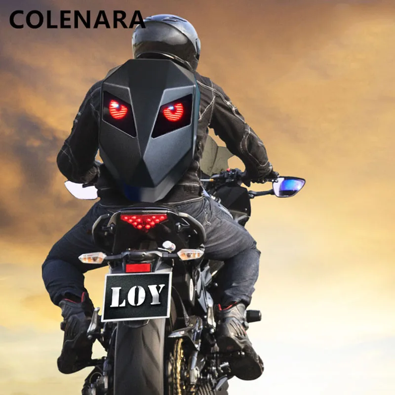 COLENARA New Backpack LED Waterproof Men's Outdoor Cycling Bag Women's Helmet Shoulder Bag ABS + PC Hard Shell Laptop Schoolbag