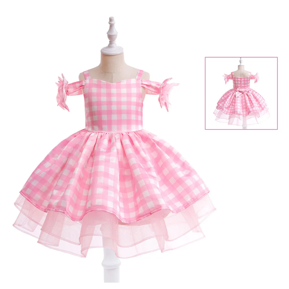 2024 Hot Movie Barbi Girls Dress Costume Cosplay Clothes Children Pink Halloween Party Carnival Kids Party Wear