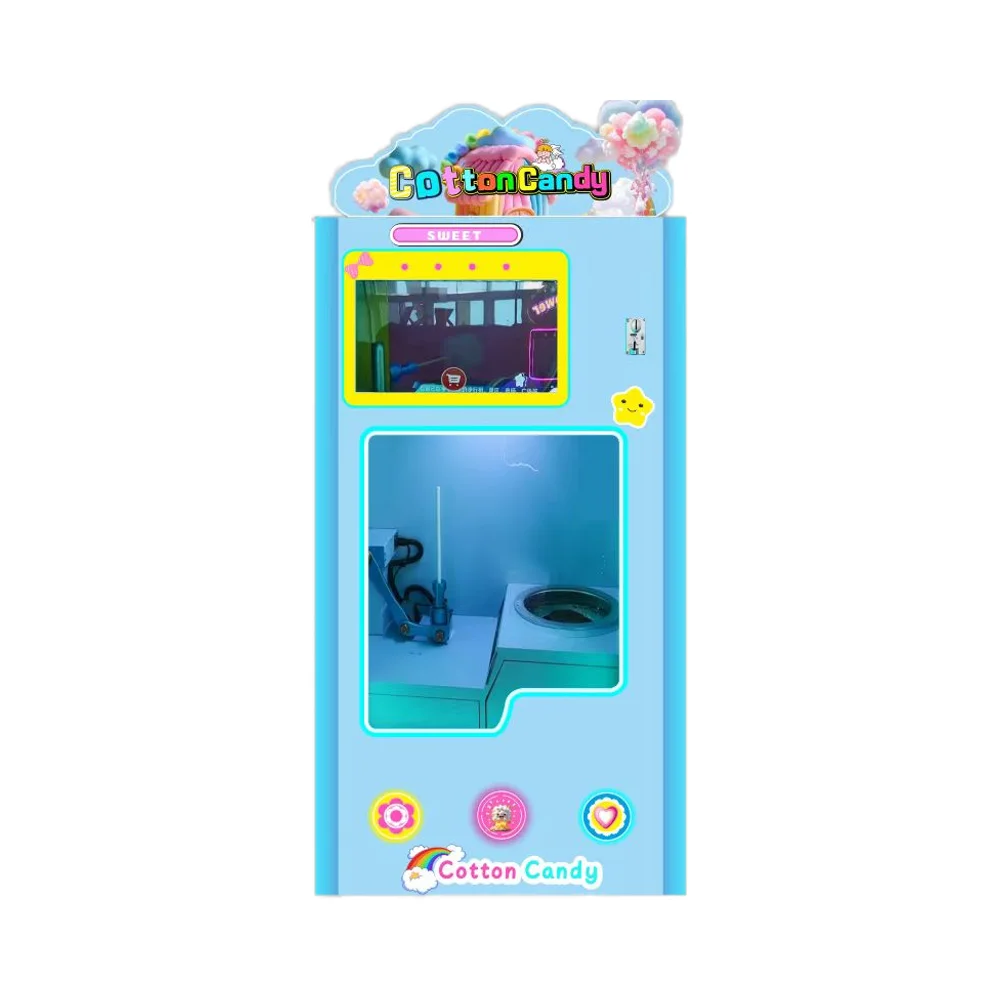 Cotton Candy Blue Game Metal Vending Machine with Coin Reader English Language Optional