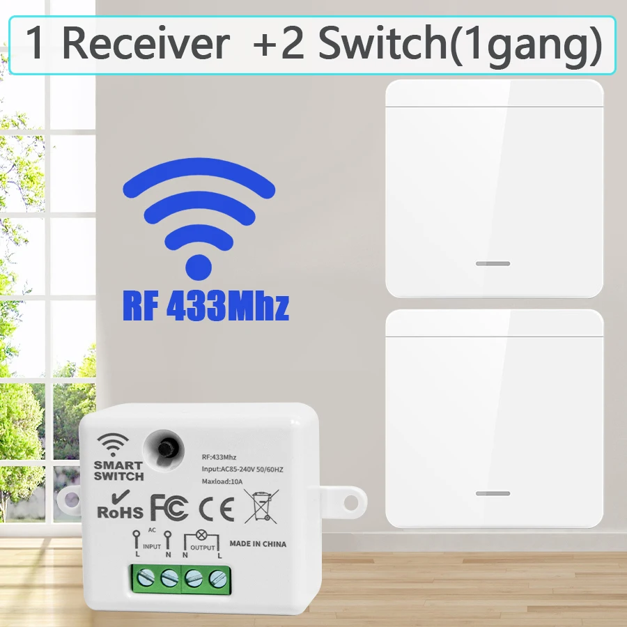 Drahtlose 433 MHz Smart Switch Licht 1/2/3Gang 86 Wand Panel Schalter mit Fernbedienung Relais Empfänger 10A 110 V 220 V Für LED Lampe