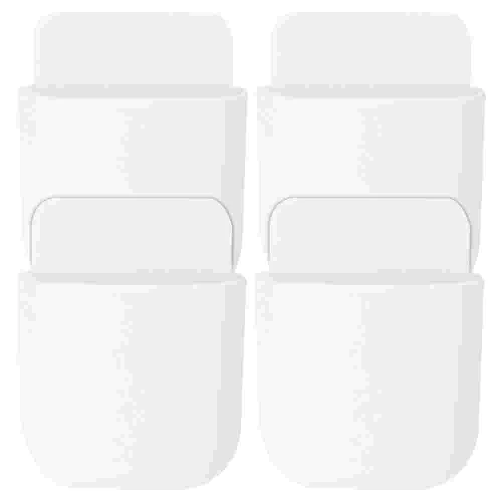 4 Pcs Remote Control Storage Box Smooth Surface Phone Holder Smartphone Bracket Wall Mounted Organizer Wall-mounted Abs Cell